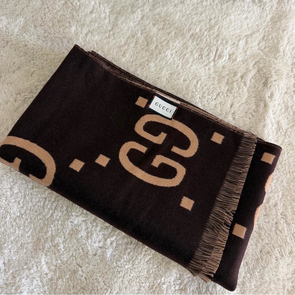 Gucci Jacquard Wool Silk Scarf - Picture 4 of 6